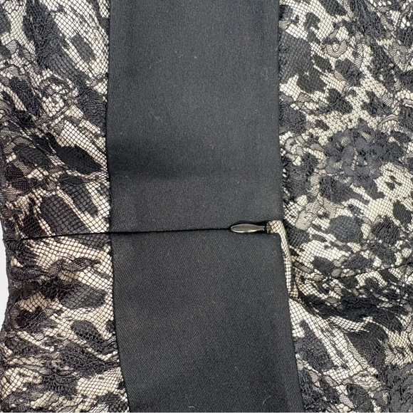 Ann Taylor Lace Overlay Skirt Size 12 Black Cream Pleated Lined Elegant - Picture 7 of 11